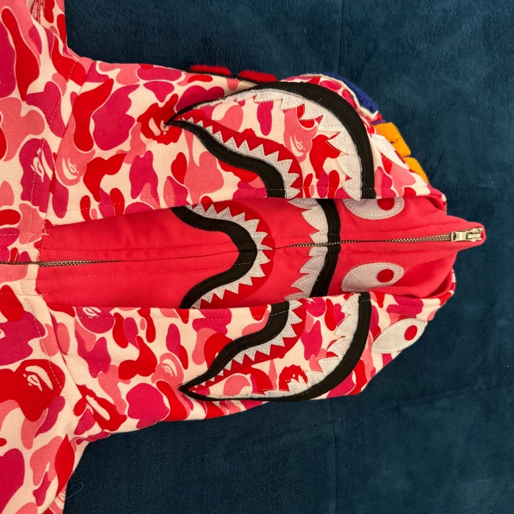 Bape double shark hoodie pink abc camo
